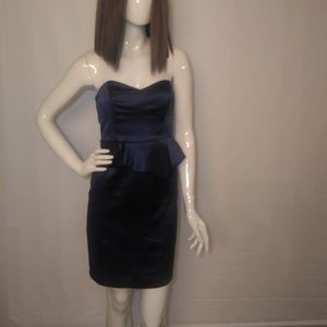 Nicole Miller Blue Strapless Cocktail Dress